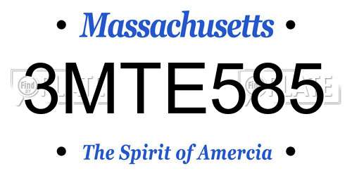 3MTE585 Massachusetts License Plate
