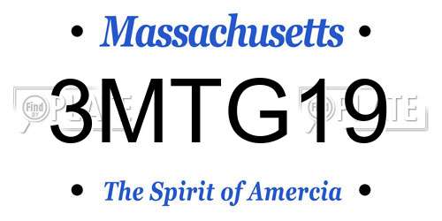 3MTG19 Massachusetts License Plate