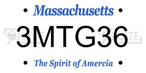 3MTG36 Massachusetts License Plate