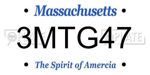 3MTG47 Massachusetts License Plate