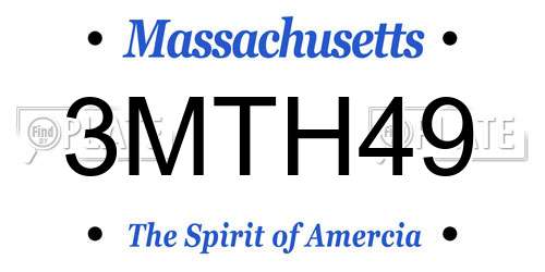 3MTH49 Massachusetts License Plate