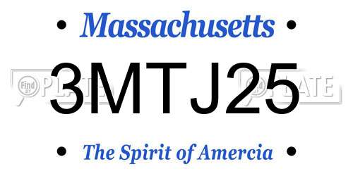 3MTJ25 Massachusetts License Plate