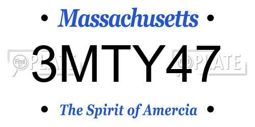3MTY47 Massachusetts License Plate