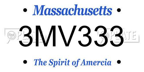 3MV333 Massachusetts License Plate