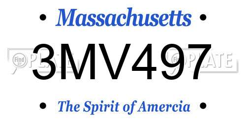 3MV497 Massachusetts License Plate