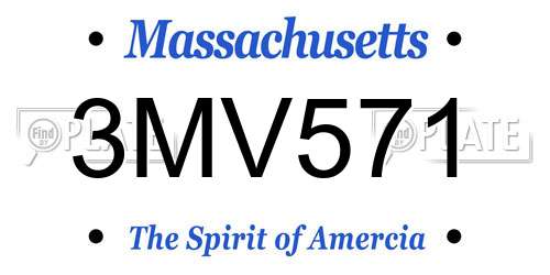 3MV571 Massachusetts License Plate