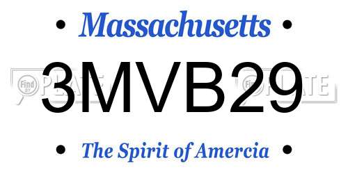 3MVB29 Massachusetts License Plate