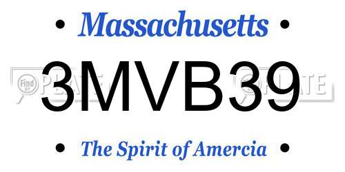 3MVB39 Massachusetts License Plate