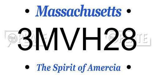 3MVH28 Massachusetts License Plate