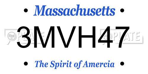 3MVH47 Massachusetts License Plate