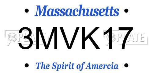 3MVK17 Massachusetts License Plate