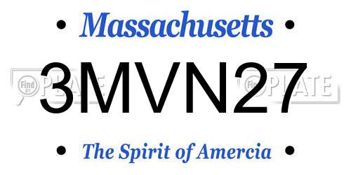 3MVN27 Massachusetts License Plate