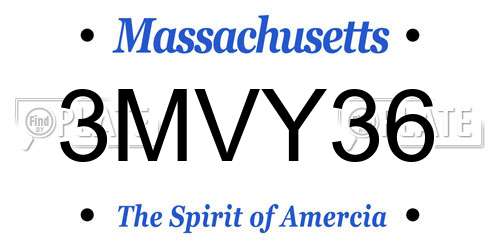 3MVY36 Massachusetts License Plate