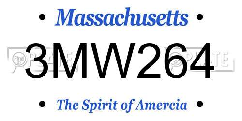 3MW264 Massachusetts License Plate