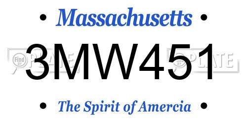 3MW451 Massachusetts License Plate
