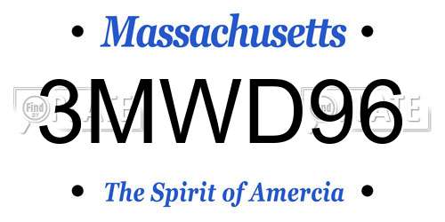 3MWD96 Massachusetts License Plate