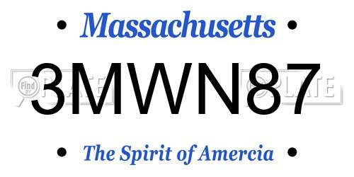 3MWN87 Massachusetts License Plate