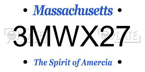3MWX27 Massachusetts License Plate
