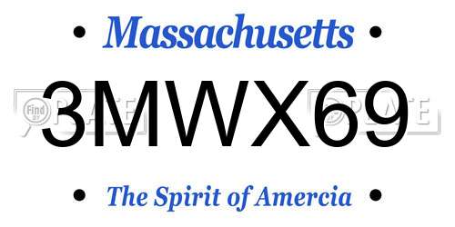 3MWX69 Massachusetts License Plate