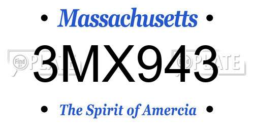 3MX943 Massachusetts License Plate