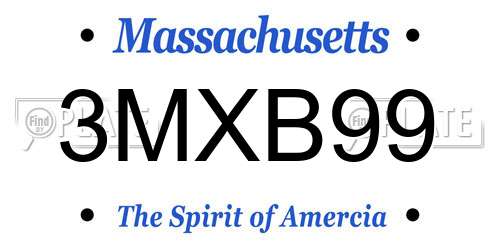 3MXB99 Massachusetts License Plate