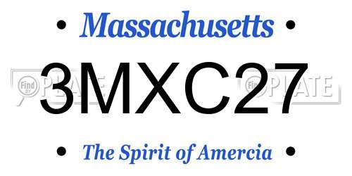 3MXC27 Massachusetts License Plate