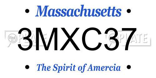 3MXC37 Massachusetts License Plate