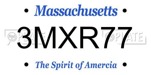 3MXR77 Massachusetts License Plate