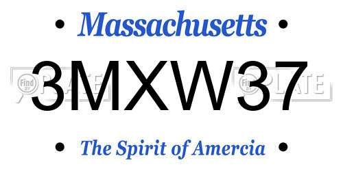 3MXW37 Massachusetts License Plate