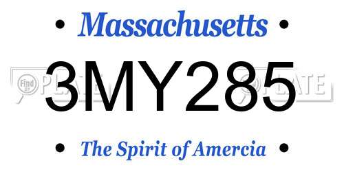 3MY285 Massachusetts License Plate
