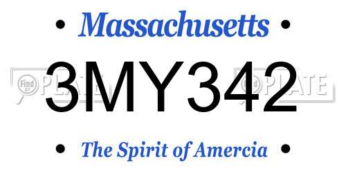 3MY342 Massachusetts License Plate