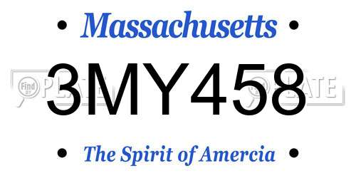3MY458 Massachusetts License Plate