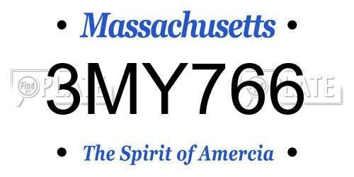 3MY766 Massachusetts License Plate