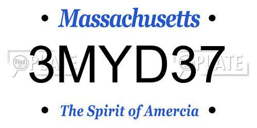 3MYD37 Massachusetts License Plate