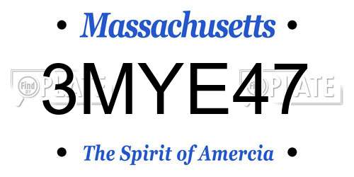 3MYE47 Massachusetts License Plate