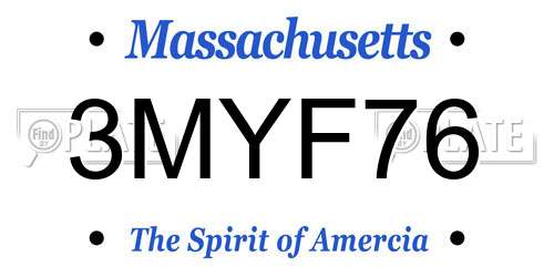 3MYF76 Massachusetts License Plate