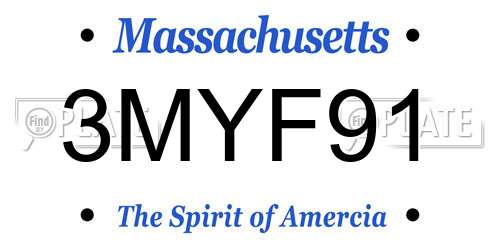 3MYF91 Massachusetts License Plate