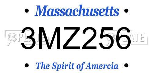 3MZ256 Massachusetts License Plate