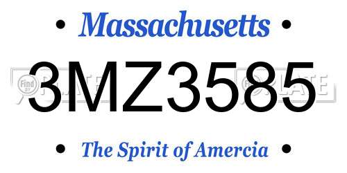 3MZ3585 Massachusetts License Plate