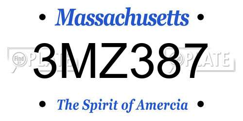 3MZ387 Massachusetts License Plate