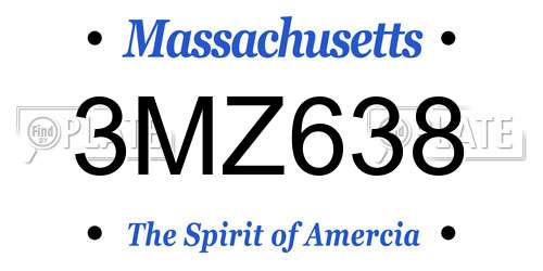 3MZ638 Massachusetts License Plate