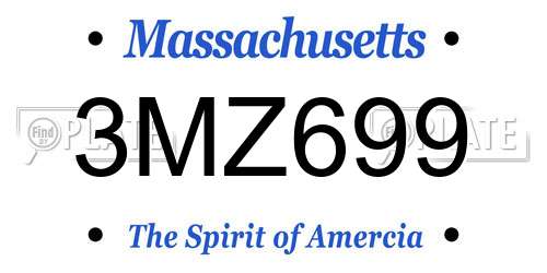 3MZ699 Massachusetts License Plate
