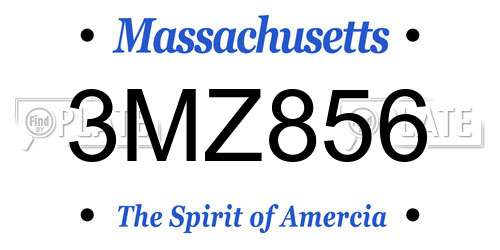 3MZ856 Massachusetts License Plate