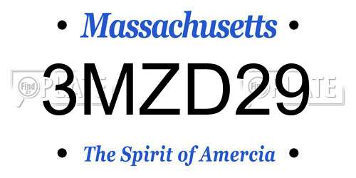 3MZD29 Massachusetts License Plate