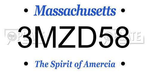 3MZD58 Massachusetts License Plate