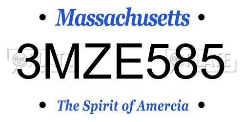 3MZE585 Massachusetts License Plate