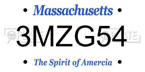 3MZG54 Massachusetts License Plate