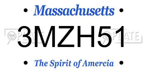 3MZH51 Massachusetts License Plate