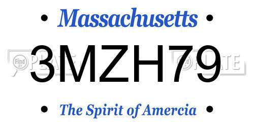 3MZH79 Massachusetts License Plate