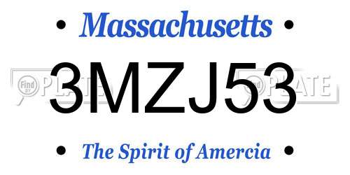 3MZJ53 Massachusetts License Plate